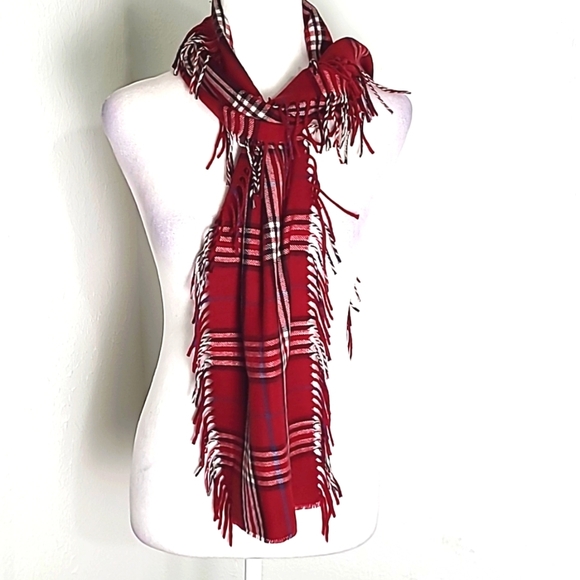 COPY - Preston & York Red, Black & White Plaid Scarf with Fringe on each Side - Picture 2 of 8